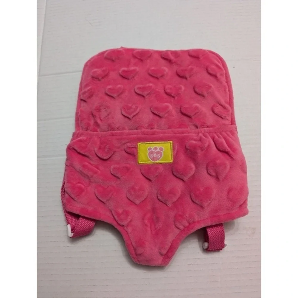 BAB Build A Bear‎ Workshop pink backpack carrier textured love hearts adjustable